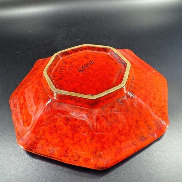 Mid Century Italian Art Pottery Tray Dish Bright Red Glaze Marked Italy Vintage - Picture 14 of 16